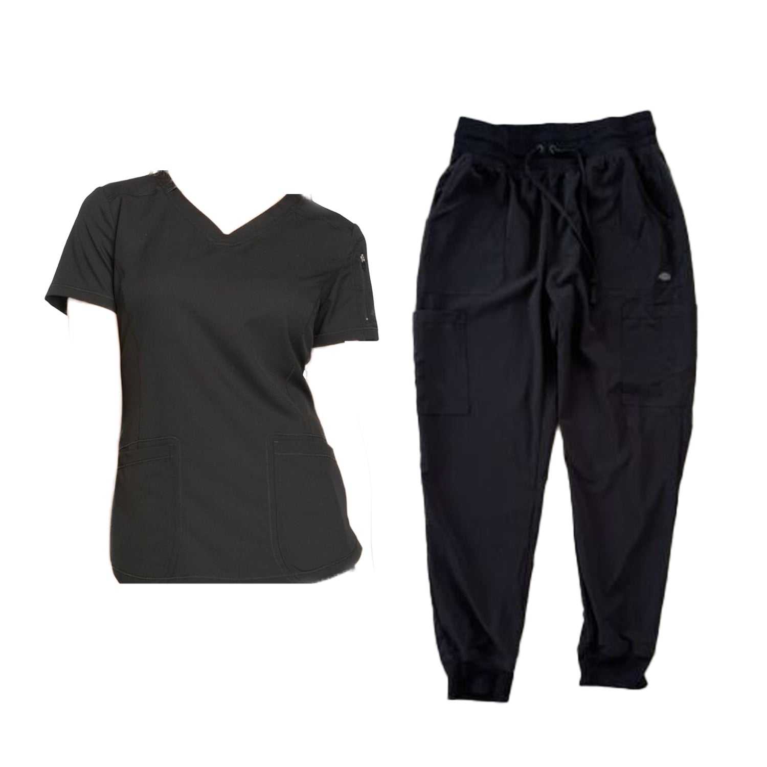 Dickies Jogger Scrubs For Women Set with V-Neck Top and Drawstring
